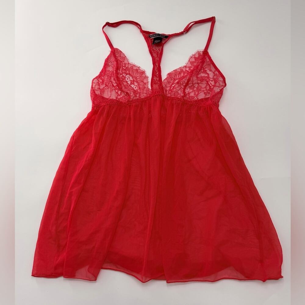 Victoria’s Secret Lingerie Scarlet Red Lace Sexy Top Babydoll Dress Medium